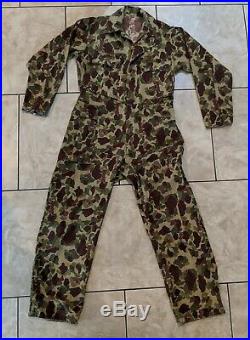 Vintage WWII WW2 Frogskin Camo Original Camouflage Coveralls Rare USMC Army P44