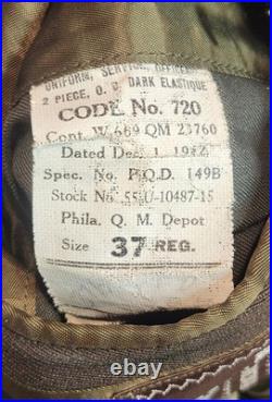 Vintage WWII regulation army officers uniform size 37 reg 1942