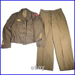 Vintage WWII uniform Army Airborne Green Olive 36R 32x29 World War Two Men Men's