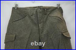 Vintage Wool Three Crown Swedish Trousers Military Army WWII Pants 38 x 29