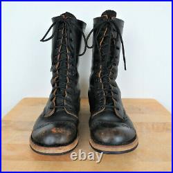 Vintage World War 2/Korea US Army Paratrooper Jump Black Leather Combat Boots