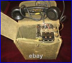 Vintage Ww2 Signal Corps Us Army Handset Ts-9-f Phone Field Canvas Case
