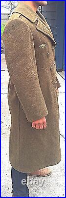 Vintage Wwii Us Wool Overcoat Military Army Air Corps Force 1942 Ww2 Uniform 36r