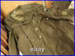 Vintage Wwii Ww2 Us Army Uniform Lot Officers Long Dress Jacket Trench Coat 42r