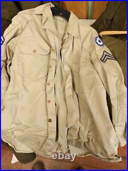 Vintage Wwii Ww2 Us Army Uniform Lot Officers Long Dress Jacket Trench Coat 42r