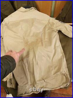 Vintage Wwii Ww2 Us Army Uniform Lot Officers Long Dress Jacket Trench Coat 42r