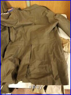 Vintage Wwii Ww2 Us Army Uniform Lot Officers Long Dress Jacket Trench Coat 42r