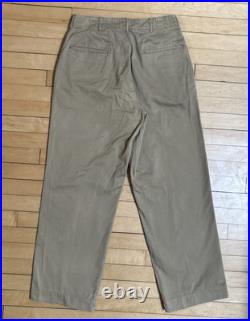Vtg 1940s Military Pants Mens 31 x 31 US Army Khaki Button Fly Trousers WW2 WWII