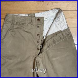 Vtg 1940s Military Pants Mens 31 x 31 US Army Khaki Button Fly Trousers WW2 WWII