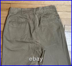 Vtg 1940s Military Pants Mens 31 x 31 US Army Khaki Button Fly Trousers WW2 WWII