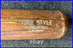 Vtg 1940s WWII US Army Special Services Rudy York Burke Hanna Baseball Bat 35