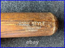 Vtg 1940s WWII US Army Special Services Rudy York Burke Hanna Baseball Bat 35