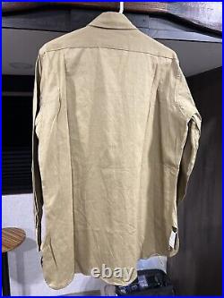 Vtg 1945 WWII Khaki MILITARY USA US Army WW2 40's Uniform Shirt 15-1/2 34 New