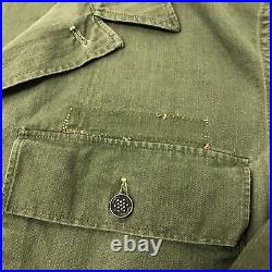 Vtg 40 50's WWII Uniform Jacket USA Army HBT Military 13 Star WW2 Shirt KAISER