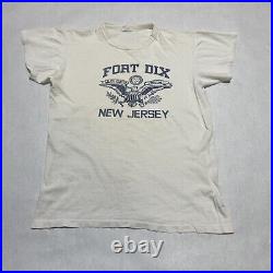 Vtg 40s Fort Dix New Jersey T Shirt L WWII Army Military Stencil Graphic War