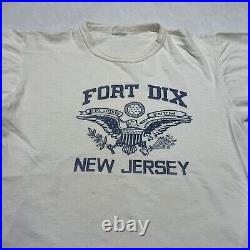 Vtg 40s Fort Dix New Jersey T Shirt L WWII Army Military Stencil Graphic War