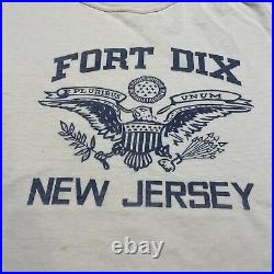 Vtg 40s Fort Dix New Jersey T Shirt L WWII Army Military Stencil Graphic War