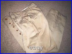 Vtg 40s Wwii Mens 28 X 28 Button Fly Khaki Trouser Army Military Uniform Pants