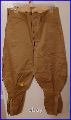 Vtg/Antique 1940's WWII ARMY MILITARY BUTTON FLY KHAKI Jodhpurs/Breeches NOS