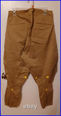 Vtg/Antique 1940's WWII ARMY MILITARY BUTTON FLY KHAKI Jodhpurs/Breeches NOS