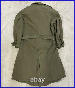 Vtg French Workwear HBT Canvas Duster Army Jacket Men's Size Medium Militaires