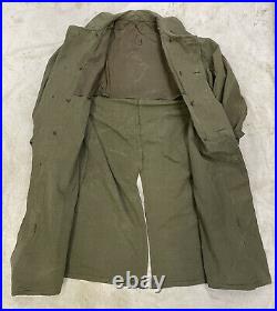 Vtg French Workwear HBT Canvas Duster Army Jacket Men's Size Medium Militaires
