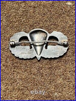 Vtg Original WW2 Paratrooper Jump Wings Pinback Sterling US ARMY WWII