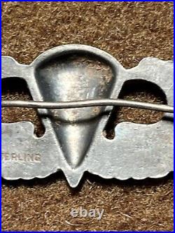 Vtg Original WW2 Paratrooper Jump Wings Pinback Sterling US ARMY WWII