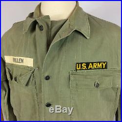 Vtg US Army Military HBT 13 Star Stencil Shirt Jacket WWII Korean War Uniform L