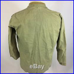 Vtg US Army Military HBT 13 Star Stencil Shirt Jacket WWII Korean War Uniform L