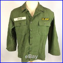Vtg US Army Military Stencil Shirt Jacket WWII Korean Vietnam War Uniform L