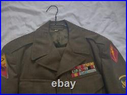 Vtg US Army Uniform Jacket & Slacks Lucky 7th Armored Division OD WWII Korea