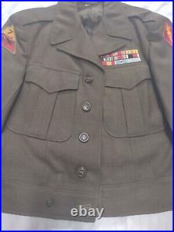 Vtg US Army Uniform Jacket & Slacks Lucky 7th Armored Division OD WWII Korea