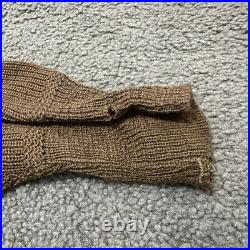 Vtg US Military Army Issued WWII WW2 High Neck Five Button Knit OD Wool Sweater