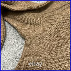 Vtg US Military Army Issued WWII WW2 High Neck Five Button Knit OD Wool Sweater