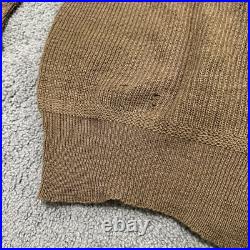 Vtg US Military Army Issued WWII WW2 High Neck Five Button Knit OD Wool Sweater