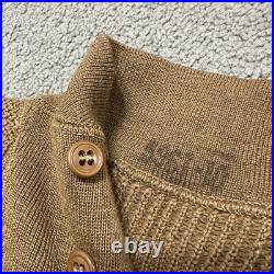 Vtg US Military Army Issued WWII WW2 High Neck Five Button Knit OD Wool Sweater
