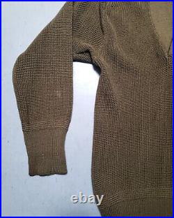 Vtg WW2 World War 2 US ARMY Green Wool V Neck Sweater RARE
