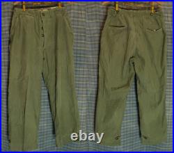 Vtg WWII Korea M-1943 M43 US Army OD Drab Trousers Chino Pants 30 W x 28 L