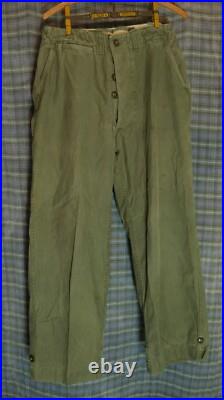 Vtg WWII Korea M-1943 M43 US Army OD Drab Trousers Chino Pants 30 W x 28 L