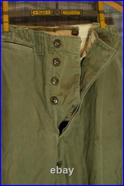 Vtg WWII Korea M-1943 M43 US Army OD Drab Trousers Chino Pants 30 W x 28 L