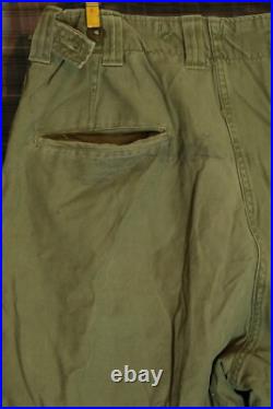 Vtg WWII Korea M-1943 M43 US Army OD Drab Trousers Chino Pants 30 W x 28 L