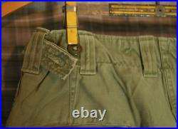 Vtg WWII Korea M-1943 M43 US Army OD Drab Trousers Chino Pants 30 W x 28 L