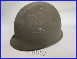 Vtg WWII M1 Helmet Swivel Bail Front Seal Original Paint Army Military No Liner