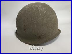 Vtg WWII M1 Helmet Swivel Bail Front Seal Original Paint Army Military No Liner