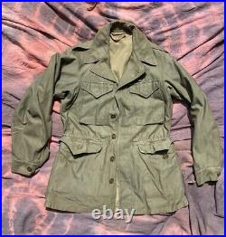 Vtg WWII U. S. Army M-1943 M1943 Field Jacket 1st Version 38 M Original Repair