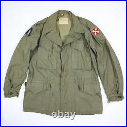 Vtg WWII US ARMY M-1943 Field Jacket Faded Paint Distressed Patched SIZE 38R