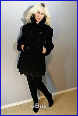 Vtg WWII US NAVY PEA COAT Naval Clothing Wool Cord Pockets Military Army Jacket