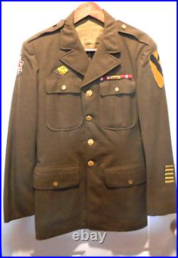 WW II Army Coat With Sixth Army/1st Calvary Shoulder Insignias & Bar Ribbons