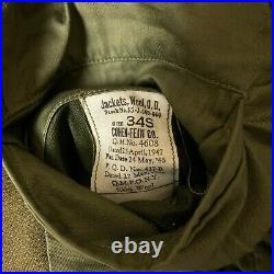 WW II Era 1947 US Army Jacket Field Wool O. D. 34S No. 55 J 569 660 Military